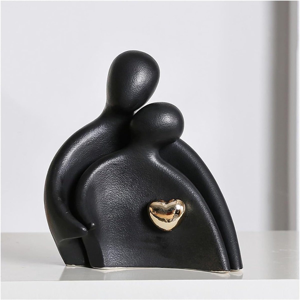 Abstracte Figuren Decoratieve Beelden Handgemaakt Keramiek Wit Zwart