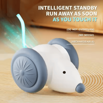 Inspire Curations Smart Interactive Electric Mouse Cat Toy Car Automatic Obstacle Avoidance Teaser white