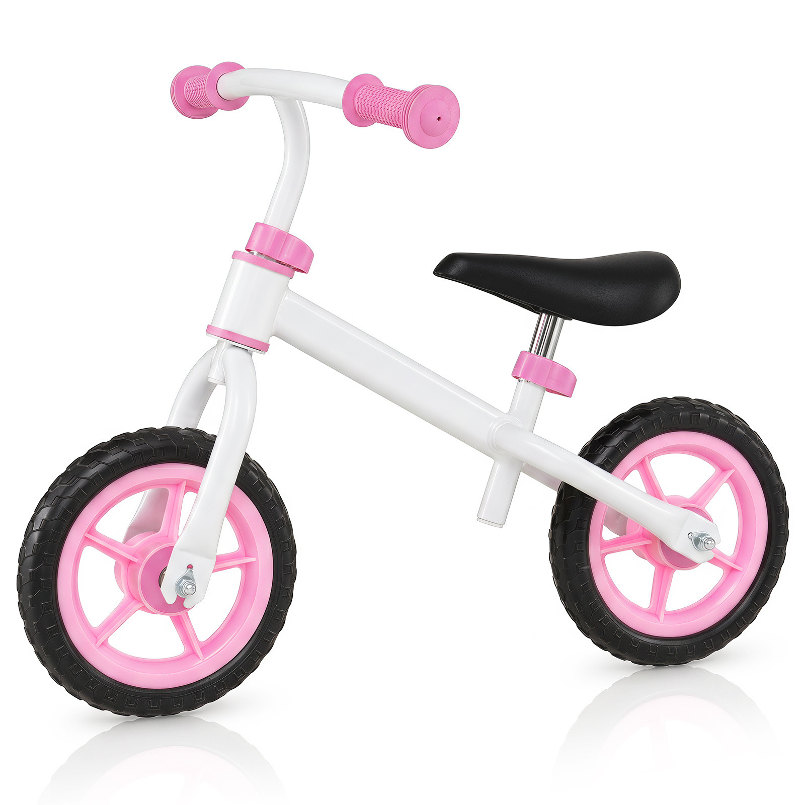 Costway Loopfiets Roze met Verstelbaar Stuur en Zadel, Draagvermogen 20 kg