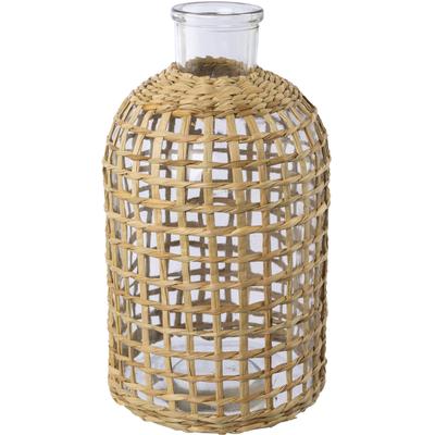 Tischvase CREATIV HOME "Vase aus Glas", braun, H:28cm Ø:15cm, Glas, Vasen, mit Mesh-Überzug