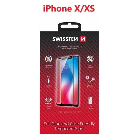 Swissten Glass Color Frame Case-Friendly iPhone X/XS - Black (Apple iPhone X, Apple iPhone XS) (54501703)