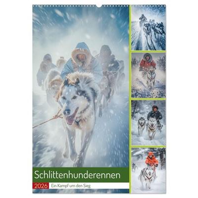 Schlittenhunderennen (Wandkalender 2026 DIN A2 hoch), CALVENDO Monatskalender