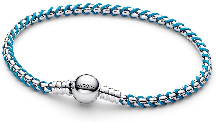 Pandora Geflochtenes Damenarmband aus Sterlingsilber mit Kordel türkis