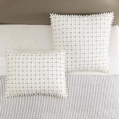 Georgie Pom Pom Quilted Sham - Cornflower King - Ballard Designs