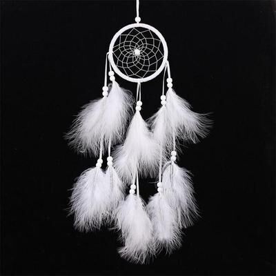 Inspired Deals Boho Dream Catcher Car Pendant Feather Hanging Ornament For Car, Home & Room Decor white