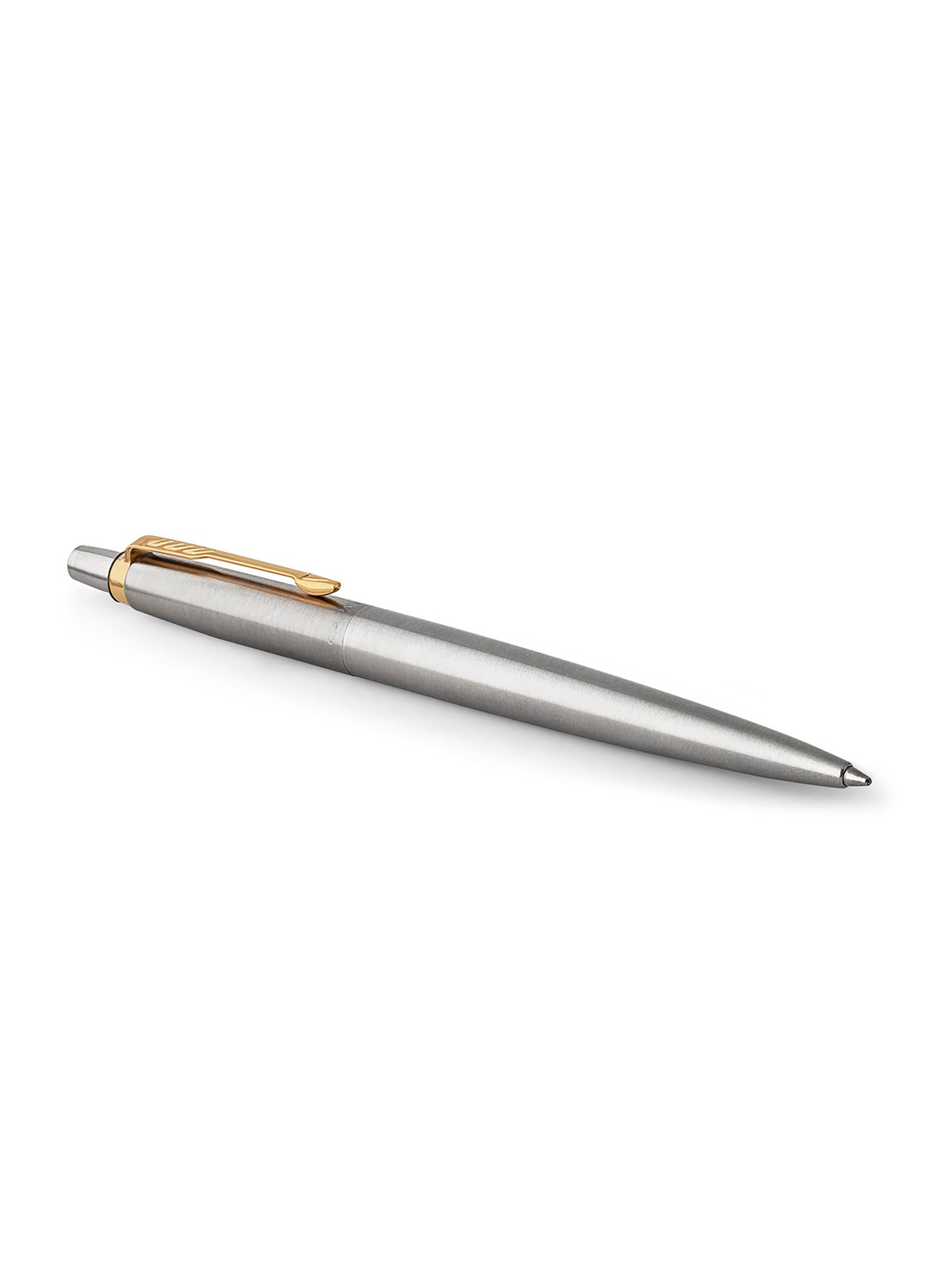 Parker Jotter-Gelschreiber | Edelstahl mit Goldzierteilen | mittlere Schreibspitze (0,7 mm) | schwarze Tinte | Blister-Verpackung