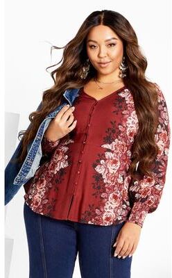 Plus Size Women's Bella Blouse by Avenue in Flame (Size 20)