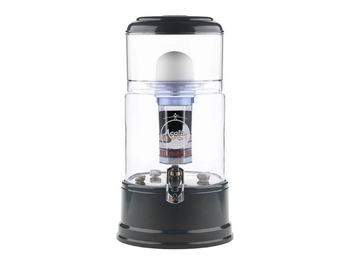 AcalaQuell Wasserfilter Standfilter Grande - mit handgefertigtem Glasbehälter (10 Liter), ideal für 3-6 Personen