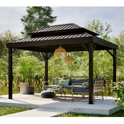 Sojag London 1014 | Metall Gartenpavillon mit Moskitonetz | 3x4 m - Schwarz