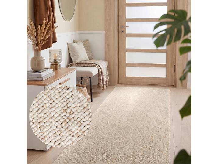 Teppich ELLE DECORATION Rocco , beige (creme), B:80cm H:10mm L:240cm, Polypropylen, Teppiche, Teppich, Läufer, waschbar, Wohnzimmer, Esszimmer, Woll-Optik
