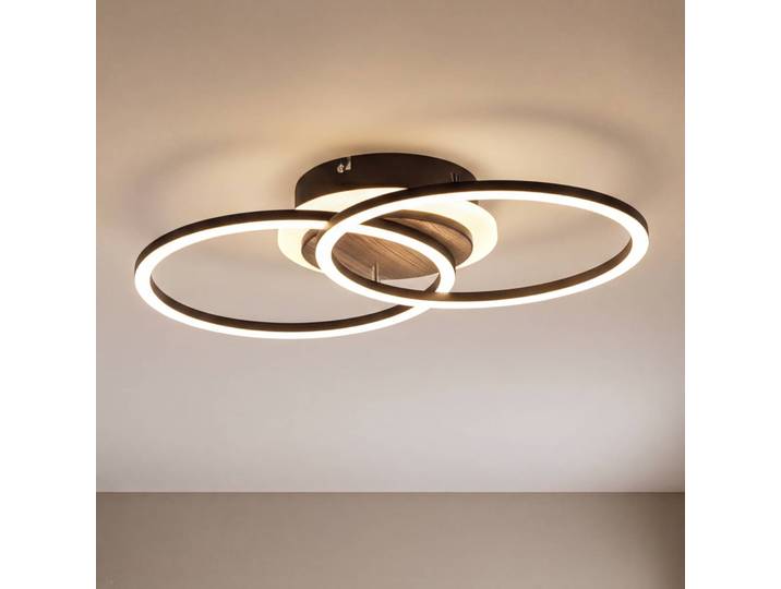 Reality Leuchten LED Deckenleuchte Giro, dimmbar, Holz hell, für Wohn- / Esszimmer, Holz, Modern