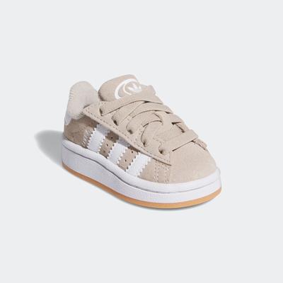 Sneaker ADIDAS ORIGINALS "CAMPUS 00S COMFORT CLOSURE ELASTIC LACE KIDS", Kinder, Gr. 21, beige (wonbei, ftwwht, gum2), Leder, Synthetik, Schuhe Sneaker, aus Leder und Wildleder, mit Gummisohle