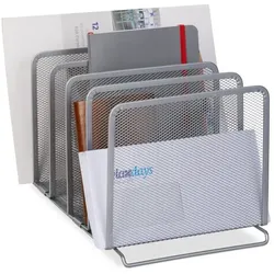 Relaxdays 4 x Katalogsammler mit 5 Fächern Silber