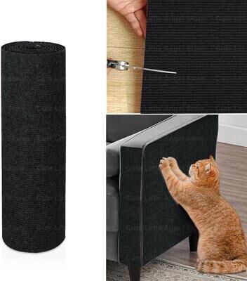 Inspired Finds Large Self Adhesive Cat Scratch Mat For Sofa Protection   Trimmable Anti Scratch Furniture Guard black