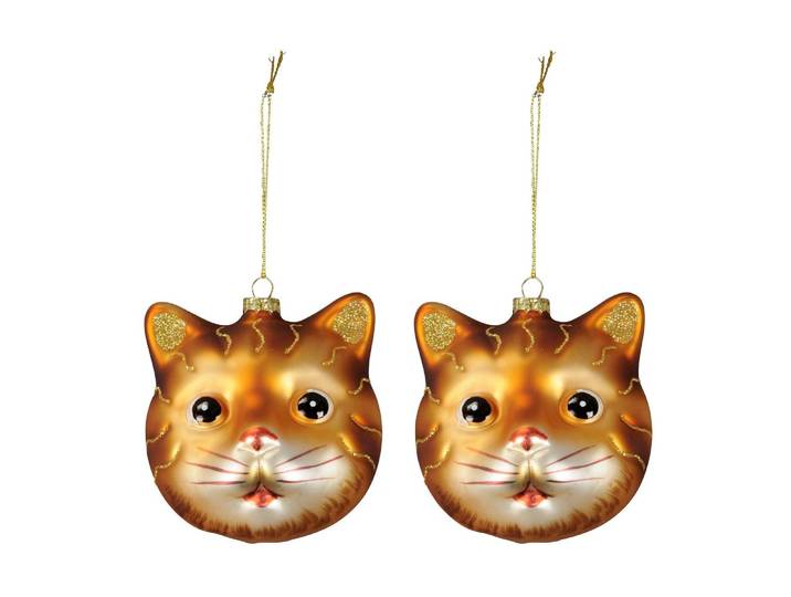 Dekohänger COCON Katze, 2 Stück , braun, B:8cm H:10cm T:9cm, Glas, Dekohänger, Dekohänger