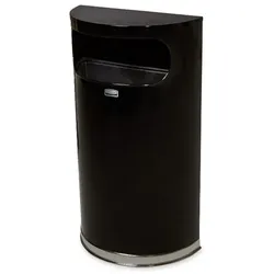 Mülleimer Rubbermaid Designer halbrund 34 L schwarz mit Kunststoffeinsatz, halbrunde Form, hohe Stabilität