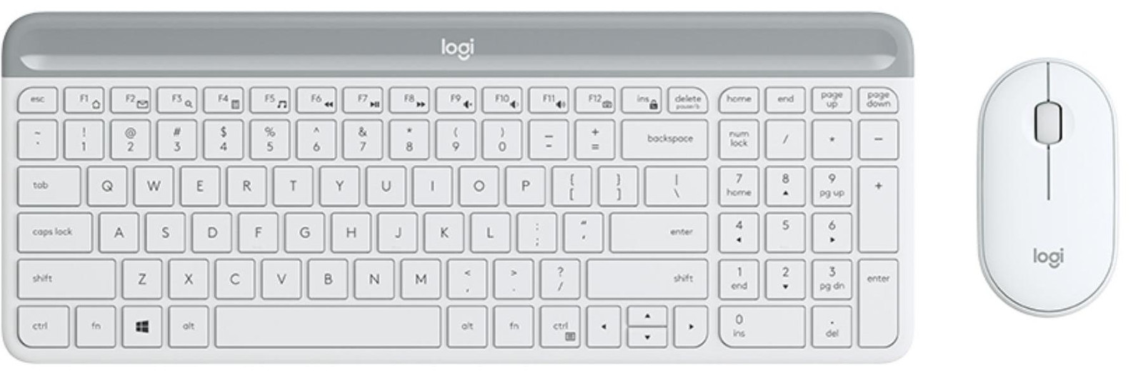 Logitech Slim MK470 Draadloze Combinatie met Muis, QWERTY, Wit