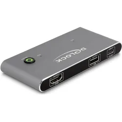 Delock USB-CTM KVM Switch zu HDMI 8K 60 Hz mit USB 2.0, KVM Switch, Grau