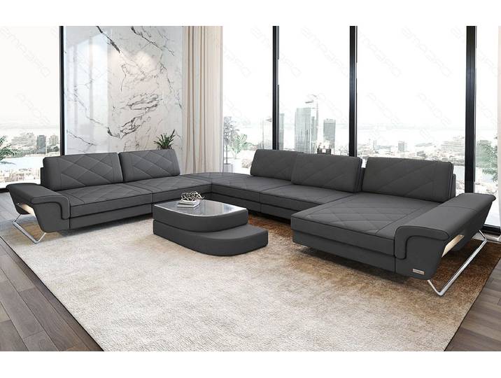 XXL Stoff Wohnlandschaft Bari U-Form