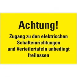 Schild I Warnschild Achtung! Zugang zu den elektrischen..., Kunststoff, 300x200mm