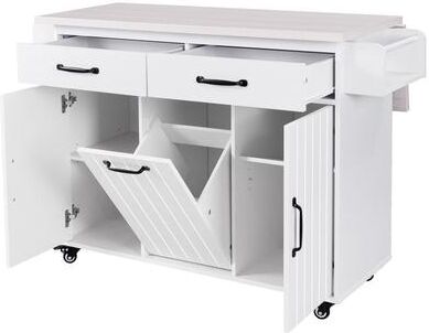 "51"" Rolling Kitchen Island with Trash Can Cabinet and Drawer"