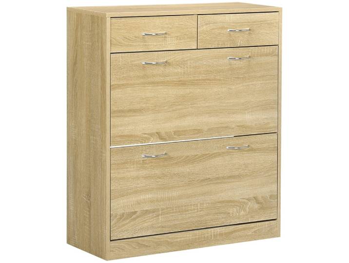 Armoire à chaussures 2 tiroirs 2 portes poignées alu naturel