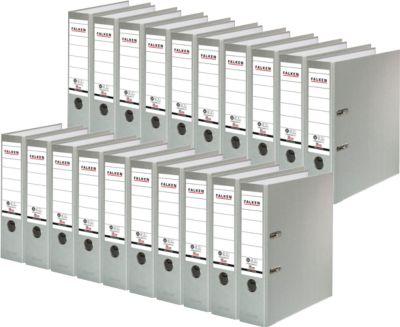 FALKEN Recycolor Ordner, DIN A4, Rückenbreite 80 mm, 20 Stück, grau