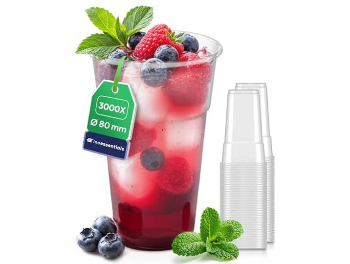 Inoverse Plastikbecher 0,3 l, 3000 Stück, Trinkbecher, Partybecher Transparent, Einwegbecher, Ausschankbecher, transparenter Kunststoffbecher, Plastik Becher für Partys Feiern Veranstaltungen
