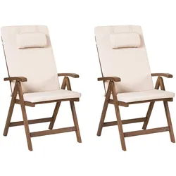 GARTENSTUHL 2er-Set Dunkelbraun/Hellbeige Amantea Premium