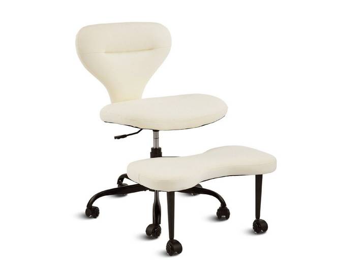 Odikalo Polsterstuhl Bürostuhl Relaxsessel Loungesessel Stoff mit Stille Räder Rückenlehne (Meditationsstuhl mit leisen Rollen, Yoga, breiterer Rückenlehnenstütze und Aufbewahrungstaschen-Design)