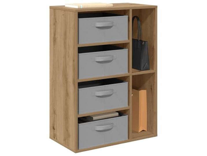 KTHLBRH Sideboard Eiche Handwerk 60 x 33,5 x 84 cm Technisches Holz, 4 Schubladen, 4 Einlegeböden, Griffe, Montage erforderlich