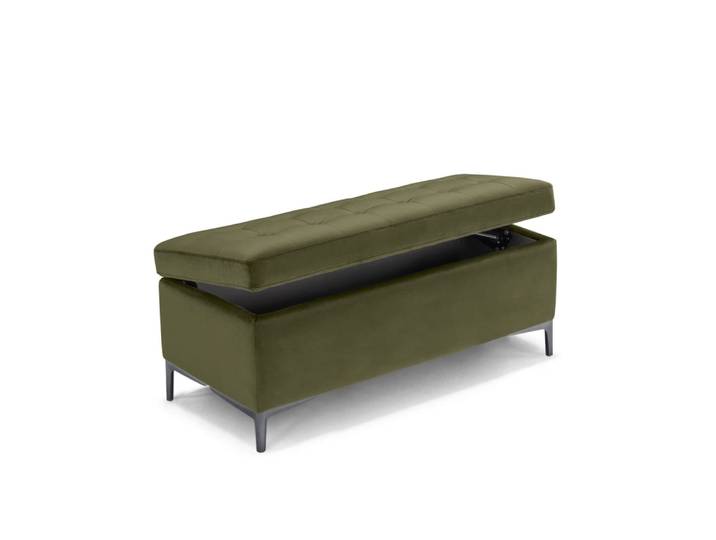 Banc rangement fabriqué en Italie matelassé velours vert 110x50 cm