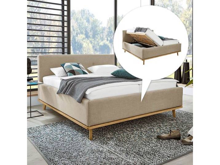 Musterring Polsterbett Delphi Komfort Webstoff mit Bettkasten und Lattenrost 180x200cm Sand modern,