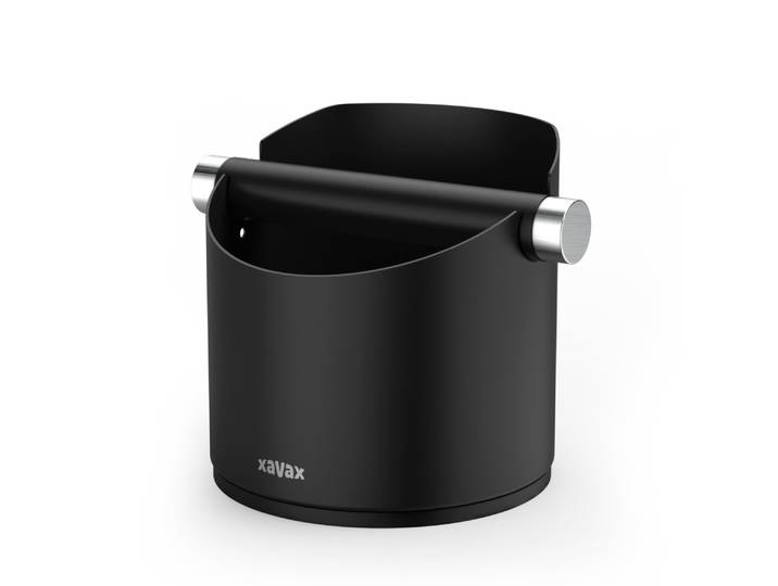 Auffangbehälter XAVAX Abklopfbehälter für Kaffeesatz (Behälter geräuscharm, für Siebträger) , schwarz, H:11,5cm Ø:11cm, Edelstahl, Lebensmittelaufbewahrungsbehälter, Auffangbehälter, Anti-Rutsch-Beschichtung, schnell sauber ohne Auskratzen