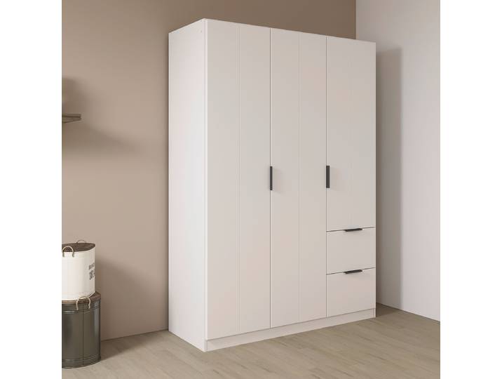 Drehtürenschrank Ella 136cm Weiß/Alpinweiß