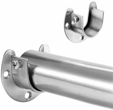 Inspired Living Heavy Duty 304 Stainless Steel Wardrobe & Curtain Rod Bracket (Fixed Wall Flange Support) 32mm 2pc