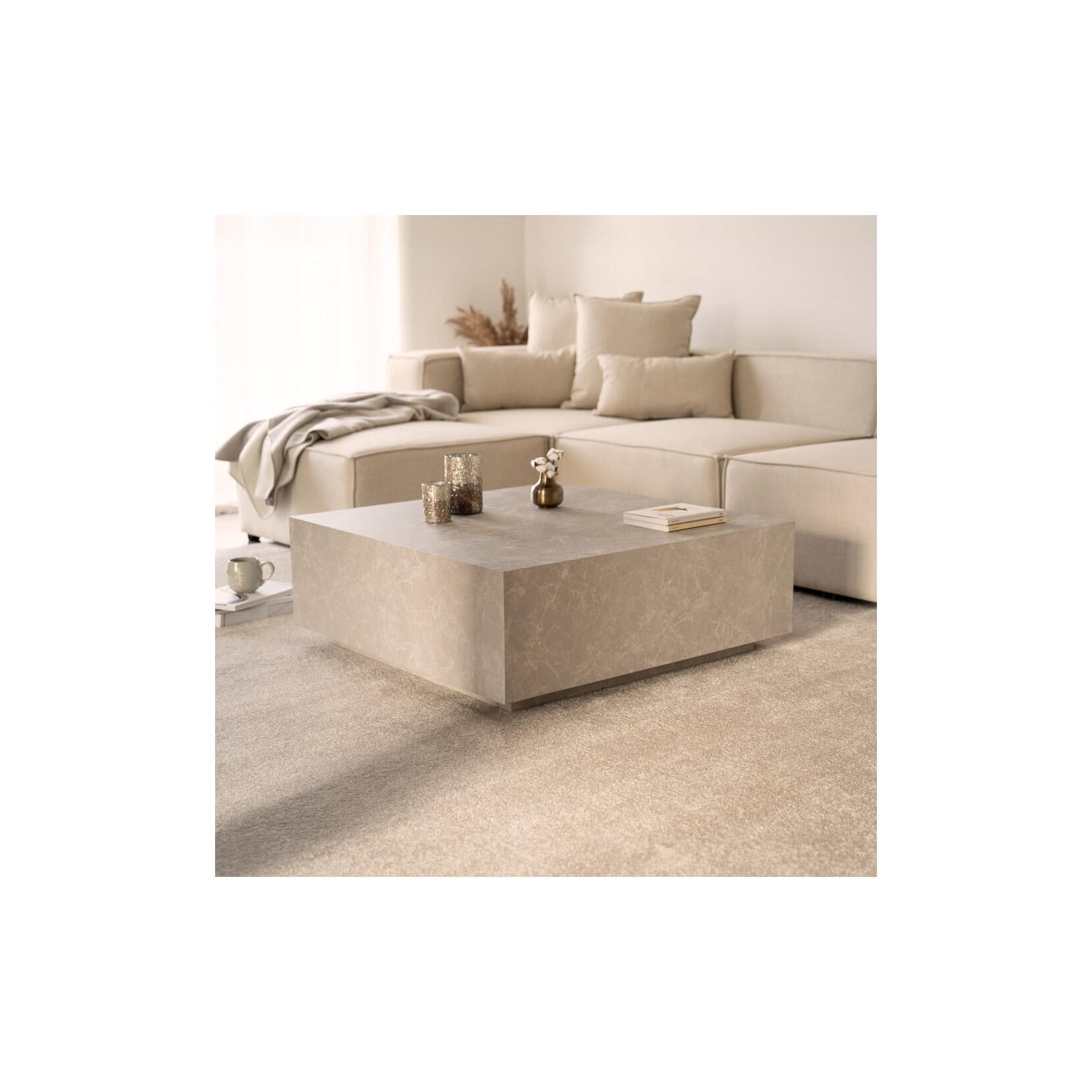 HOME DELUXE Couchtisch Marmor AMIRI XL - 95 x 95 cm Beige