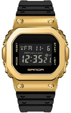 Everyday Crate SANDA 2126 Dual Display Sports Watch Waterproof Digital Analog Watch For Men black Gold