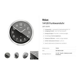 Mebus 14120 Funk Funkuhr 45 cm Aluminium Leisegang-Uhrwerk