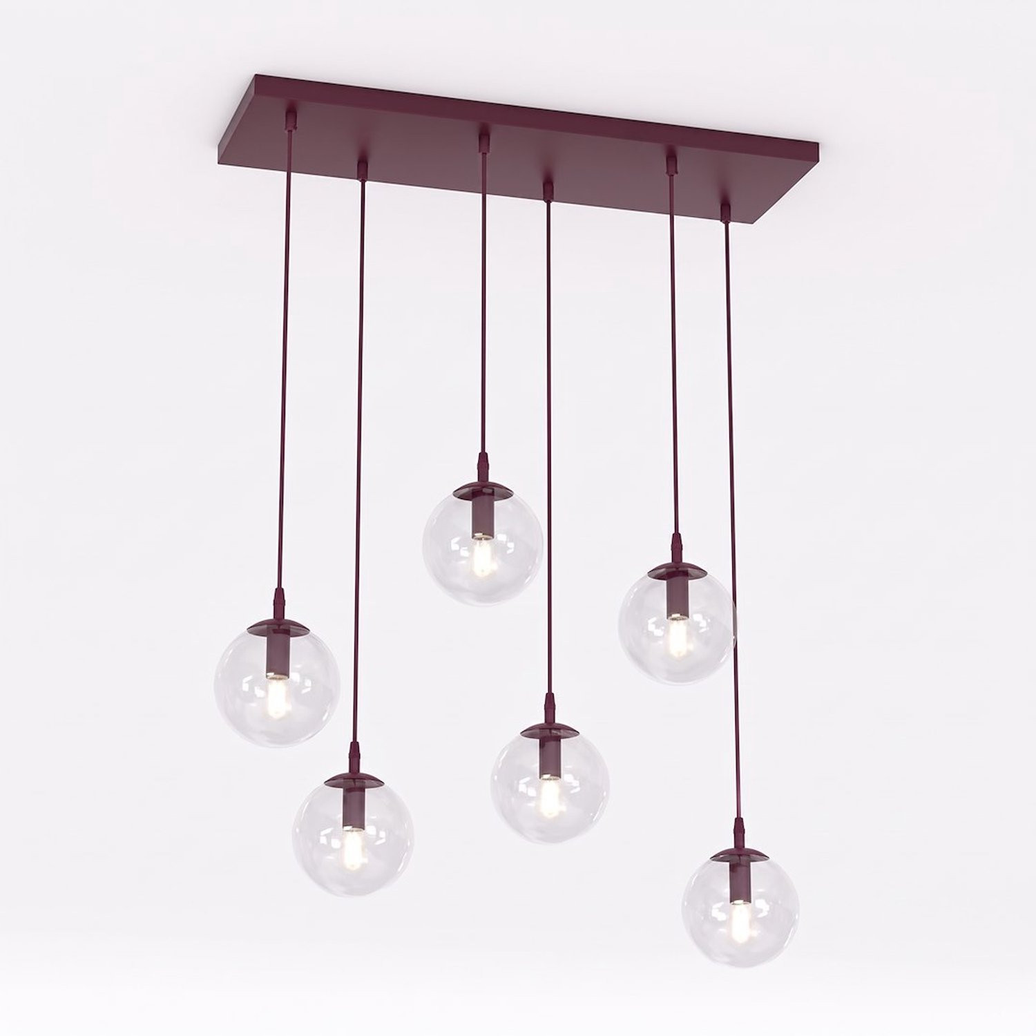 Emibig Cosmo 6 Burgundy Transparante Glazen Plafondlamp