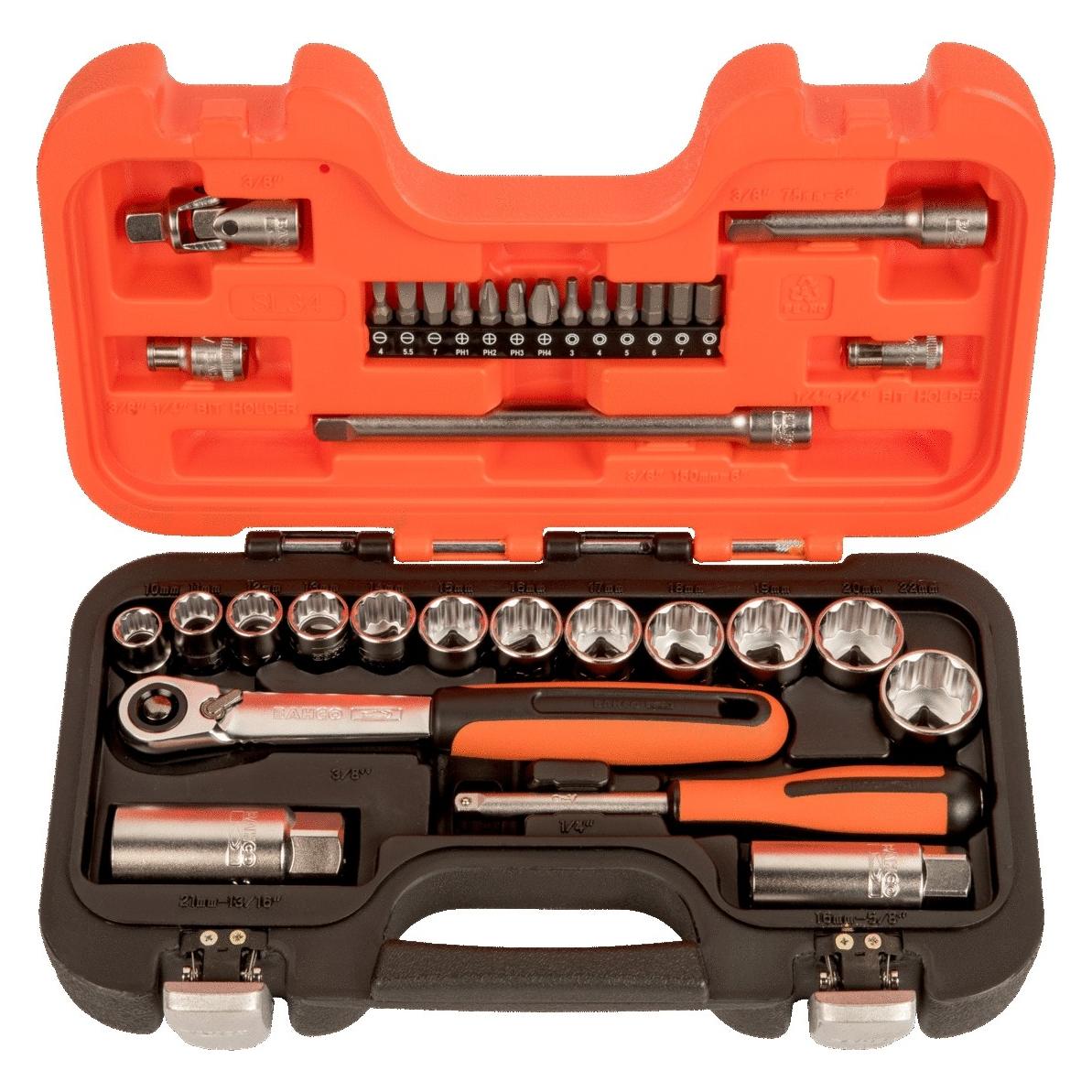 Bahco 3/8" Steckschlüssel-Satz, 34-teilig (BAHSL34)