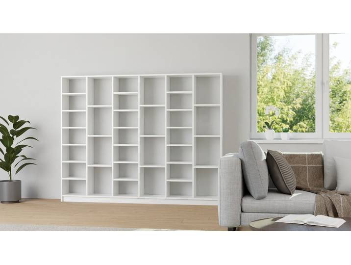 La bibliothèque pour optimiser l'espace de votre salon MDF mélaminé MDF Blanc mat