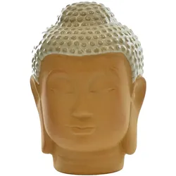 Buddha Kopf Dekofigur Porzellan weiß braun 17cm für Innendekoration