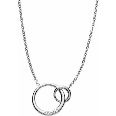 Kette mit Anhänger SKAGEN "Schmuck Geschenk Edelstahl Halskette ELIN", silber (edelstahlfarben, kristallweiß), Halsketten, Damen, Edelstahl, L: 47, mit Glasstein