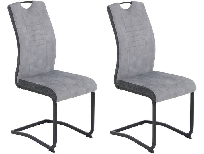 Freischwinger HELA RIGA , grau (hellgrau, anthrazit, schwarz, schwarz, hellgrau, anthrazit), B:44cm H:100cm T:60cm, Metall, Polyester, Stoff, Stühle, Freischwinger, Freischwinger,Vierkantrohrgestell,mit Griff,Stoffkombination