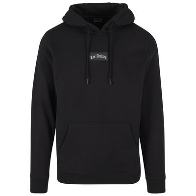 Kapuzensweatshirt MISTERTEE "MisterTee Herren LA Sketch Patch Hoody", Herren, Gr. XS, schwarz, 100% Baumwolle, mehrfarbig, normal, ohne Ausschnitt, Pullover