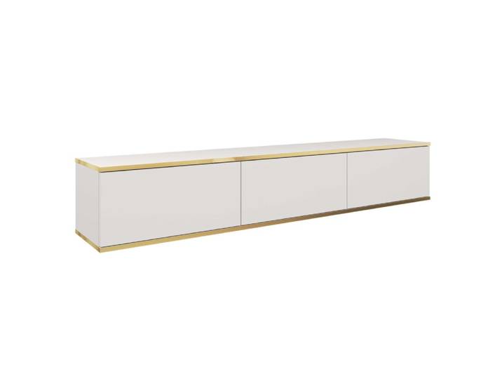 Meuble TV effet bois Blanc et Crème