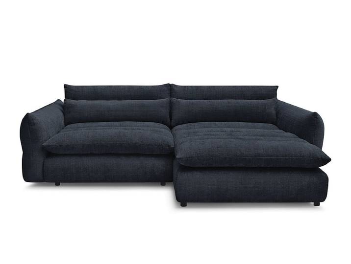 Ecksofa BOBOCHIC NEIL Stoff mit Textur dunkelblau