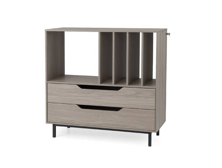 KOMFOTTEU Sideboard, Plattenspielerständer mit offenen Ablagen & 2 Schubladen