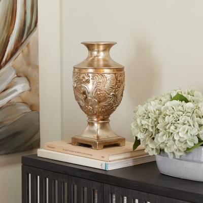 ARCILLA ELEMENTAL Gold Polystone Carved Decorative Vase
